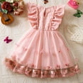 thumbnail image 5 of LEWKW Toddler Girls Butterfly Embroidery Tulle Dress Ruffle Sleeve with Bow Knot Mesh Overlay Party Dress for Spring Easter Celebration, 5 of 7