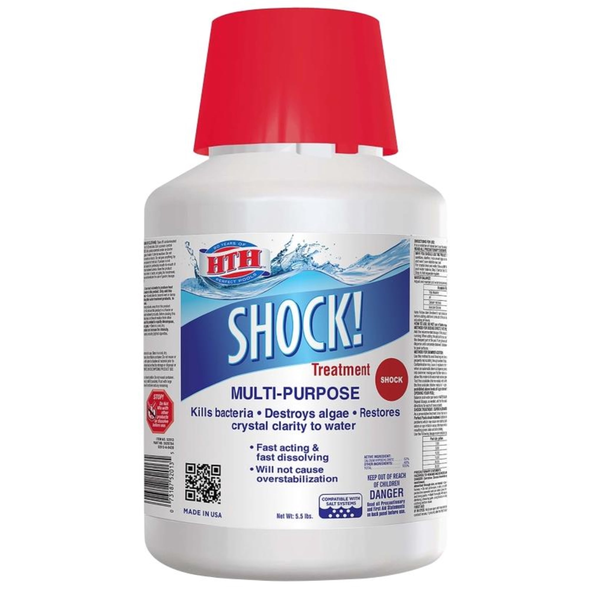 HTH Shock Treatment for Pools, 5.5 Pounds, Fast-Acting Pool Chemical
