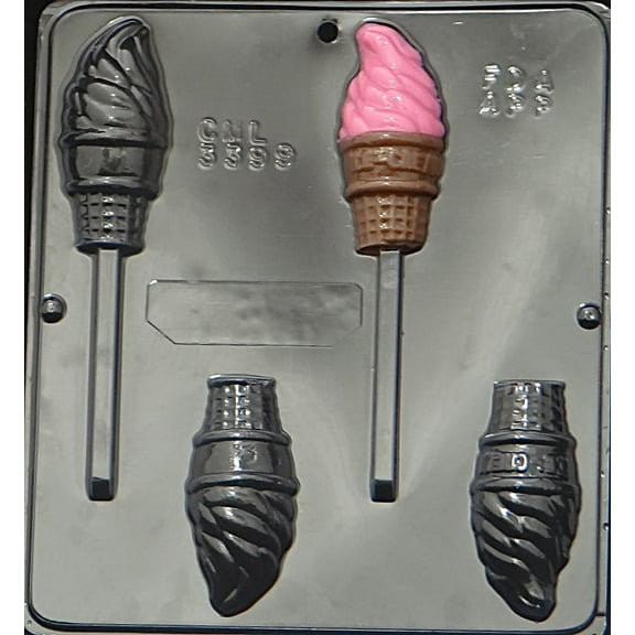 3399 Soft Ice Cream Cone Lollipop Chocolate Candy Mold