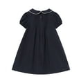 thumbnail image 3 of LittleSpring Toddler Girls Short Sleeve Dress Peter Pan Collar School Uniform Dresses Casual Solid Navy Blue 3T, 3 of 6