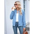 thumbnail image 4 of Womens Jacket Coat Casual Stand Collar Zip Up Fall Fashion Jackets Outfits with Pockets Blue L, 4 of 8