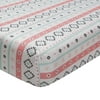 Lambs & Ivy Little Spirit Cotton Fitted Crib Sheet - White, Coral, Modern
