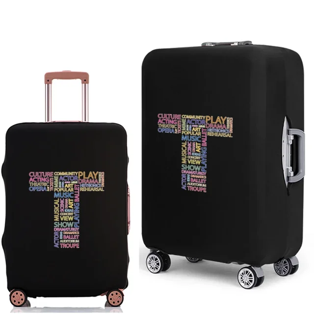2022 Luggage Case Protective Cover Text 26 Letter Pattern Travel Elastic Duffle Luggage Dust Cover for 18-28 Inch Suitcase 8text T L
