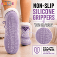 thumbnail image 5 of Muk Luks Girls Socks, Soft Sole Cabin Kids Crew Socks for Girls with Silicone Grippers, Purple, S/M, 5 of 9