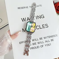 Bling Chain Bracelet Compatible for Apple Watch Band 38mm 40mm 41mm, Women Dressy Glitter Diamond Rhinestone Zinc Alloy Fashionable Strap Bracelet for iWatch Series 9 8 7 6 5 4 SE 3 2 1, Silver