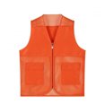 thumbnail image 2 of inlzdz Kids Boys Girls Volunteer Vest Zipper V Neck Sleeveless Tops Mesh Jacket School Camp Orange 150, 2 of 5