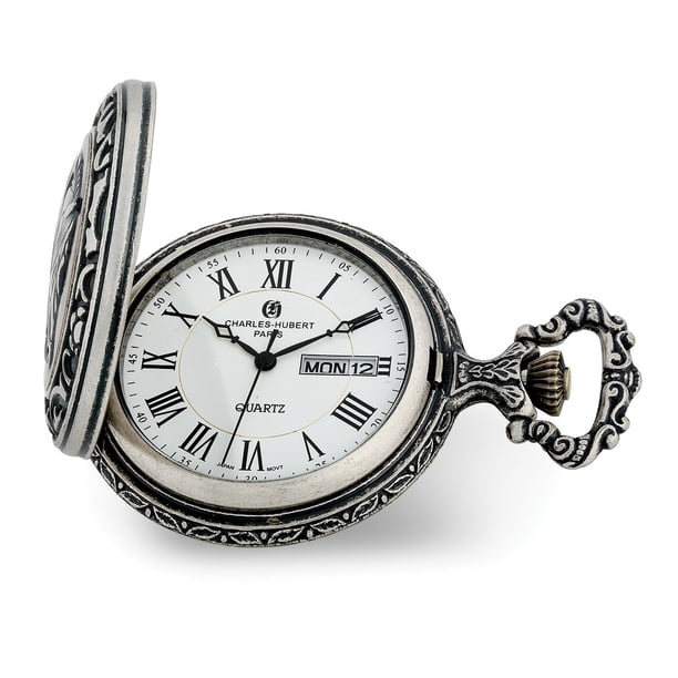 AA Jewels Charles Hubert Antique Chrome Finish Fisherman Pocket Watch