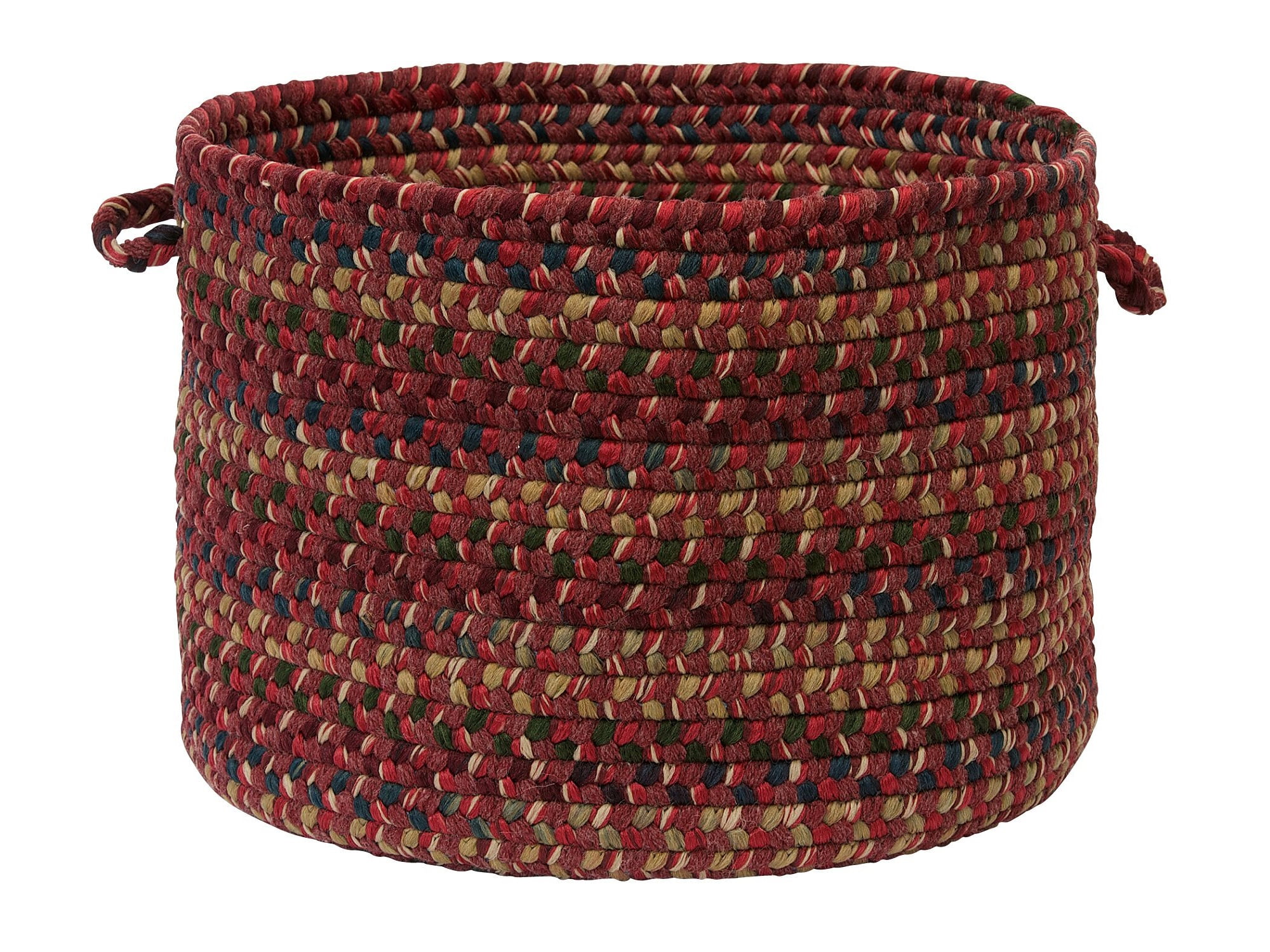 14" Burnt Brick Red Rustic Round Braided Storage Basket