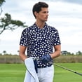 thumbnail image 3 of KLL Daisies Flowers Print Men's Short Sleeve Golf Polo,Three-Button Polo Shirts Summer Fashion Golf Shirt-Small, 3 of 6