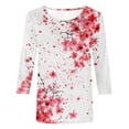 thumbnail image 3 of Womens Blouses Long Sleeve Clearance Women's Fashion Printed T-Shirt 3/4 Sleeves Blouse Round Neck Casual Tops, 3 of 4