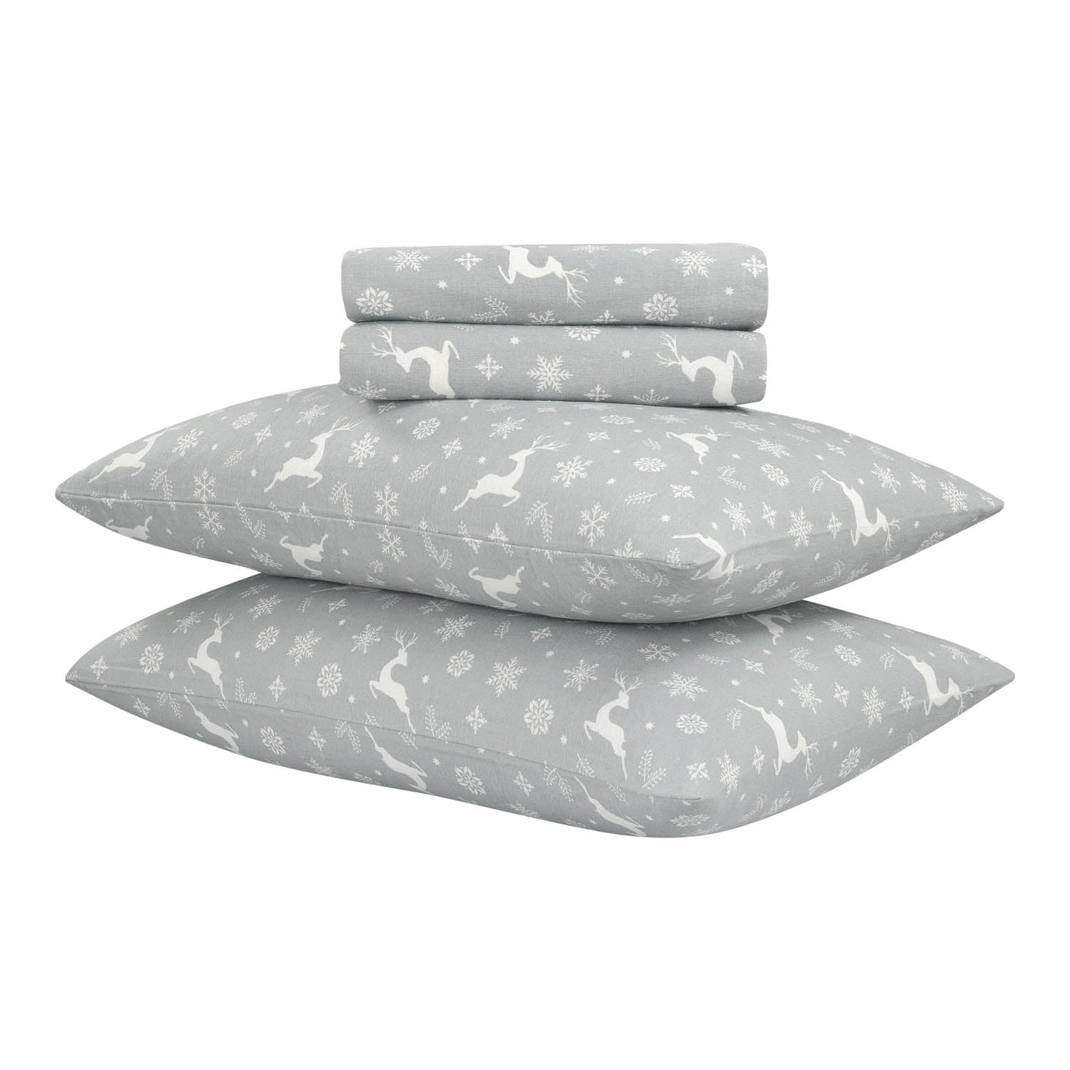 Mainstays Flannel Gray Fair Isle - Queen Sheet set