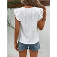 thumbnail image 5 of ZOELNIC Women Summer Eyelet Tops Dressy Casual V Neck Ruffle Cap Sleeve Shirts Lace Embroidered Blouses, M, 5 of 6