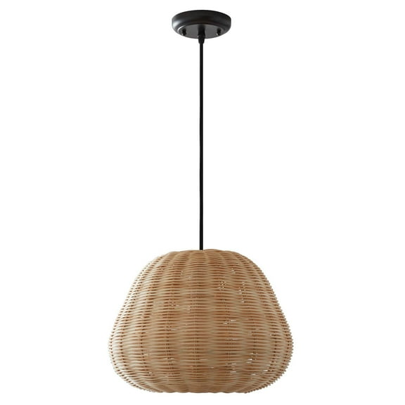 BHG Natural woven pendant, Matte black finish 1 A19 60W Eqv bulb included