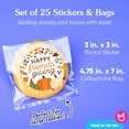 thumbnail image 4 of Big Dot of Happiness Fall Friends Thanksgiving Stickers and Clear Cookie Bags, Cellophane Treat Bags 4.25x7 Inches, Party Favor Gifts - 25 Count, 4 of 5