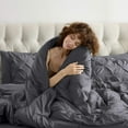 thumbnail image 4 of Virtu California King Comforter Set, Bed In A Bag 7 Pc Pleated Bedding Set, Dark Grey, 4 of 10