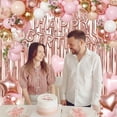 thumbnail image 3 of Rose Gold Birthday Decorations, Gold Pink Peach White Balloons Confetti Foil Balloons Happy Birthday Banner Butterfly Fringe Curtains birthday Decorations for Women Teens, 3 of 7