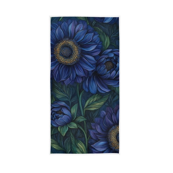 Dark Blue Floral Face Towel Absorbent Hand Towels Bath Sport Gym