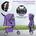 thumbnail image 3 of BestPet 3 Wheels Pet Stroller Dog Cat Stroller Folding Carrier Waterproof with Cup Holder (Purple), 3 of 7