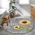 thumbnail image 4 of You Are My Sunshine Round Rug 4ft Washable Circle Entryway Rugs Non Slip Yellow Sunflowers Cute Bees Heart Grey Area Rug Indoor Floor Carpet for Bedroom Kitchen Living Room Home Office Dining Room, 4 of 8