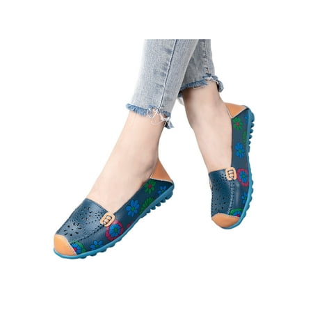 

Lacyhop Women Flats Floral Casual Shoes Slip On Loafers Dates Comfortable Mocassins Lightweight Cutout Walking Shoe Cutout Blue 6