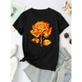 thumbnail image 2 of Camiseta De Mujer Activewear Tops Simples De Verano Para Viajes De MochileroCreative Floral Printed T-Shirt for Women, Casual and Trendy Short Sleeve, Comfortable Summer Top, All Seasons, Knit Fabri, 2 of 7