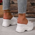 thumbnail image 5 of Women Mesh Knit Wedge Flatform Slide Sandals Open Toe Summer Casual Shoes White 9, 5 of 9