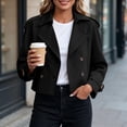 thumbnail image 5 of Tqcoqu Women's Cropped Double Breasted Trench Coat,Lapel Long Sleeve Casual Short Jacket With Pockets, 5 of 7