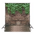 thumbnail image 2 of ABPHOTO Polyester 5x7ft Brick Wall Photo Backgrounds Brick Floor & Green Leaves Wrinkle free Photography Backdrops for Newborn, 2 of 3