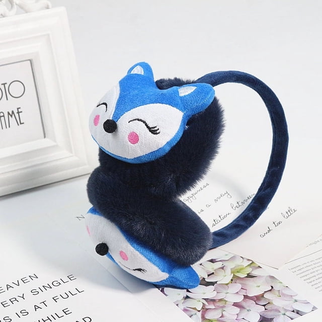 Orejeras para niños, orejeras cálidas de invierno con dibujos de zorros bonitos, gorro de felpa grueso para las orejas, para bebés de 2 a 12 años