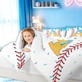 thumbnail image 3 of meiyoeat Drip Ice Cream Letter A Full Size Comforter Sets for Kids Girls, Sprinkle Baseball Print Bedding Comforter Set, Blue Yellow, Polkadot Reversible, 3-Piece, 1 Comforter and 2 Pillowcases, 3 of 6