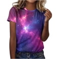 thumbnail image 2 of UPPADA T-Shirts d'Été pour Femmes à Imprimé Graphique, Col Ras du Cou, Décontractés, Manches Courtes, Coupe Ample, Chandails à Enfiler, Hauts Mode pour Vacances à la Plage, Blouses Multicolores, L, 2 of 4