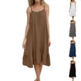 thumbnail image 5 of Vmvidoty Summer Dresses for Women 2026 Square Neck Spaghetti Strap Sleeveless Midi Swing Sleepshirts Sling Dress Black M, 5 of 5