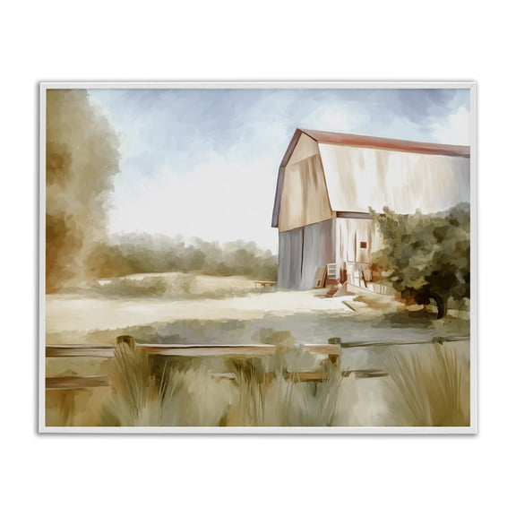 Stupell Industries Farmhouse Barn in Rural Farmland White Framed Giclee Art, 14 x 11, by Amy Hall