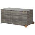 thumbnail image 3 of vidaXL Garden Storage Box Light Grey 120x65x61 cm Poly Rattan, 3 of 5