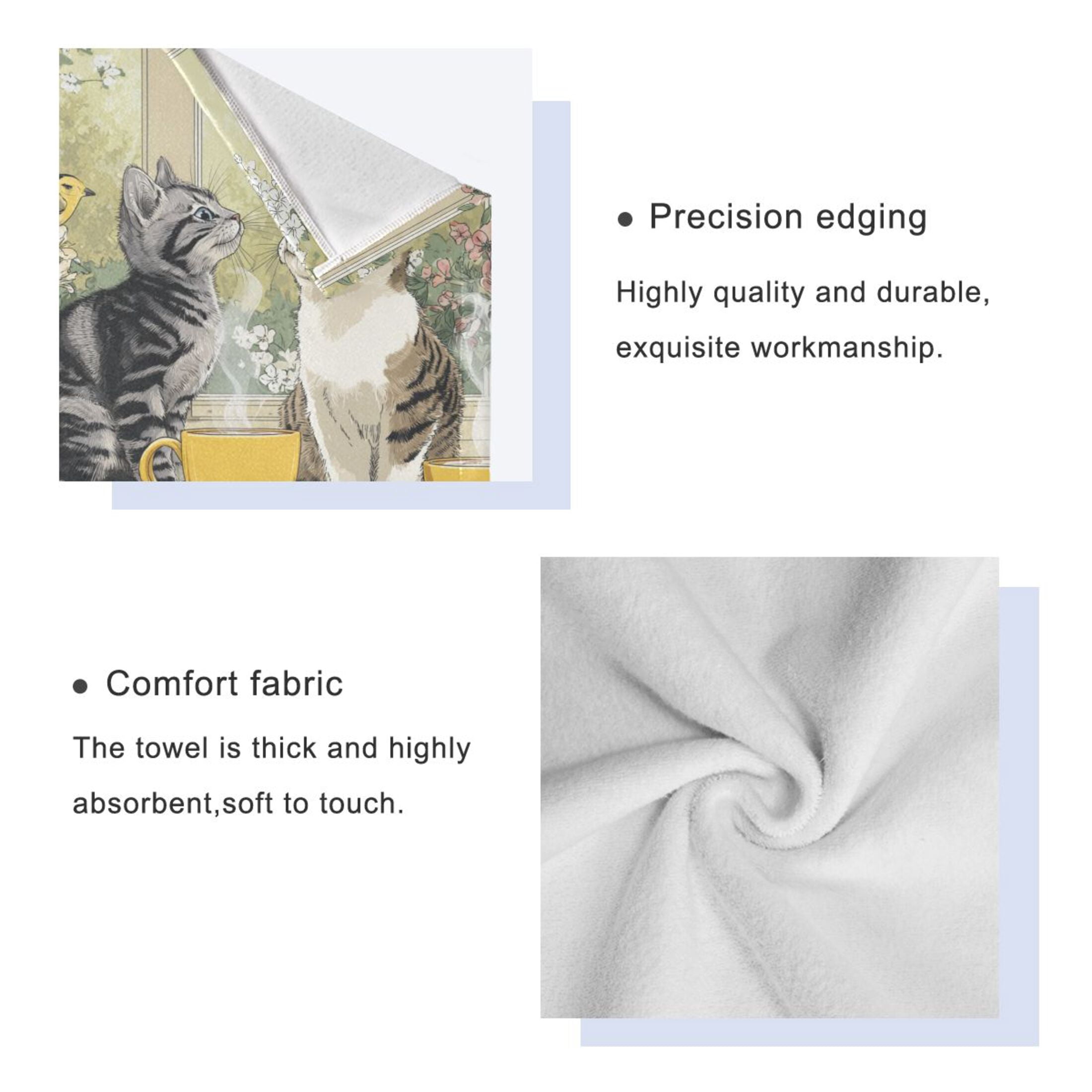Three-Piece Towel Set Face Towel Towel Set Hand Towel Bath Towel Cotton Bath Towels Bath Towel Sets Hand Bath Towels Two Cute Cats Art