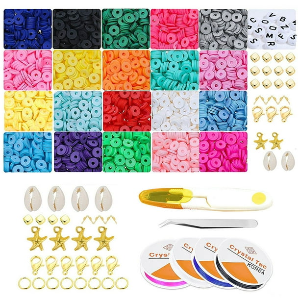 4278 Pcs Perles d'Argile pour Bricolage Bijoux Fabrication Perles d'Argile  Polymère Coloré Rond 