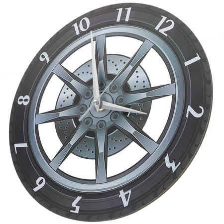 NICEXMAS 3D Wheel Clock Scratch-resistant Clock Modern Rim Car Wheel Wall Clock Acrylic Black 30.00X30.00X3.00CM