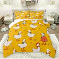 Feelyou Funny Rustic Duck Bedding Comforter Set for Kid, Kawaii Cartoon Goose Twin Comforter Sets, Cute Farm Animal Reversible Bedding Set, Super Cozy Room Decor, 2-Piece