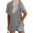 thumbnail image 5 of Short Sleeved Women V-Neck Solid Color Loose T-Shirt Tops, 5 of 5