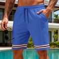 thumbnail image 3 of Bermuda Shorts for Men Summer Casual Waffle Knit Elastic Waist Straight Leg Slim Fit Beach Shorts with Pockets, 3 of 9