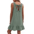 thumbnail image 6 of ZHYou Women's Summer Dresses with Cute Bow Casual Loose Sleeveless Sundress Ruffle Hem Tank Dresses Beach Dress with Pockets Green M, 6 of 8