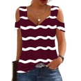 thumbnail image 2 of Camisas de Manga Corta para las Mujeres, Cuello en V Plegable de Impresión Del Hombro Top Casual Hecho de Poliéster Cómodo para el Verano, Tops de Bikini para las Mujeres, 2 of 8