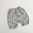 thumbnail image 2 of Odeerbi 2-9 Years Kids Boys Girls Striped Cotton Linen Pants Spring Summer Double Layered Casual Pants, 2 of 4