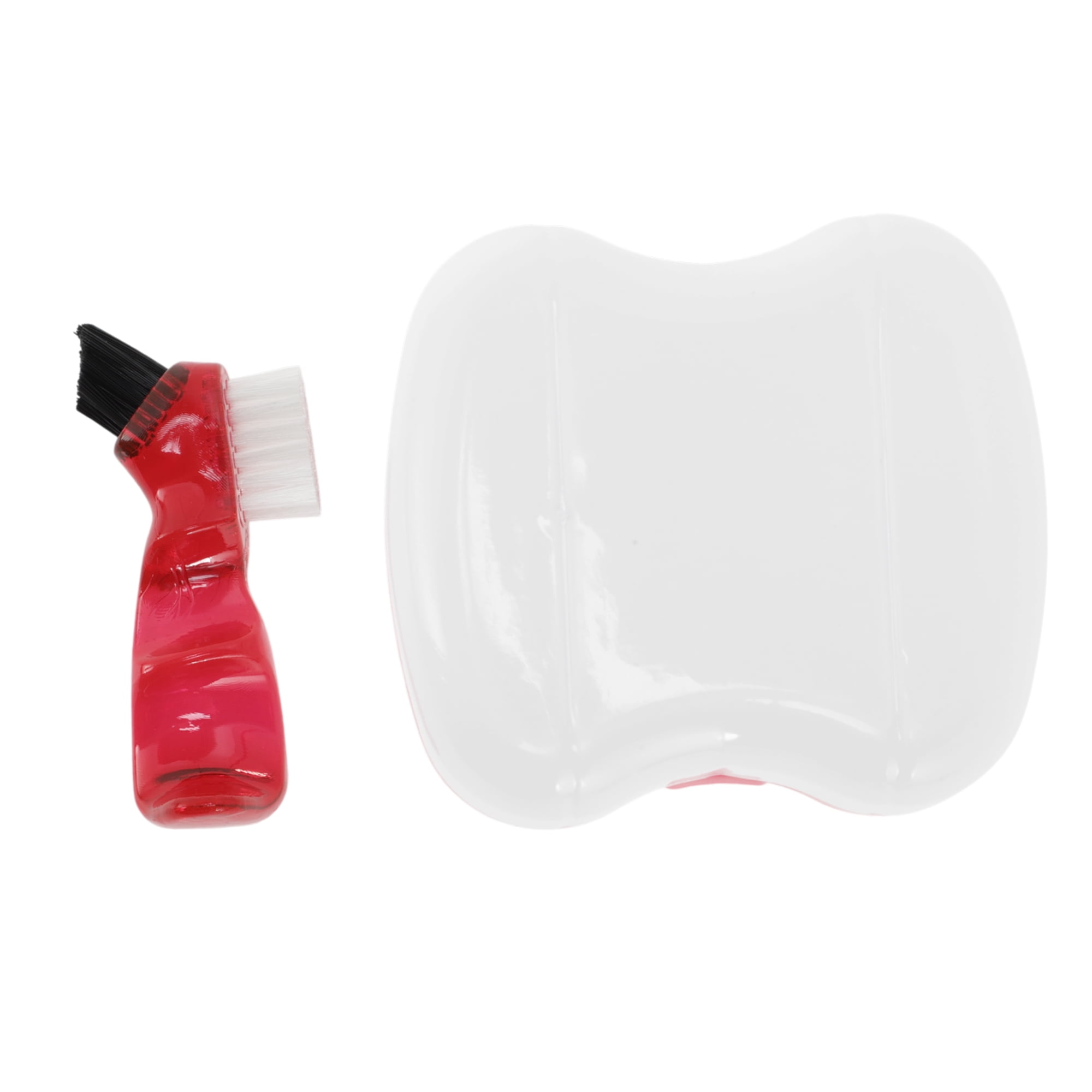 Unique Bargains Denture Bath Case Cup with Denture Cleaner Brush 1 Set Red