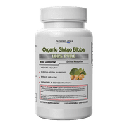 Superior Labs - Organic Ginkgo Biloba - 1200mg, 120 Vegetable Capsules - Added Black Pepper for Optimal Absorption - Supports Brain and Heart Health - Memory & Concentration - Circulation Support