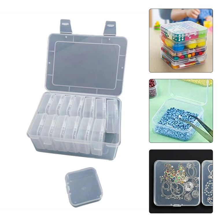 Rolybag Small Bead Organizer Clear Plastic Bead Storage Containers 14  Pieces Mini Storage Box with Label Stickers Diamond Painting Storage Cases  with