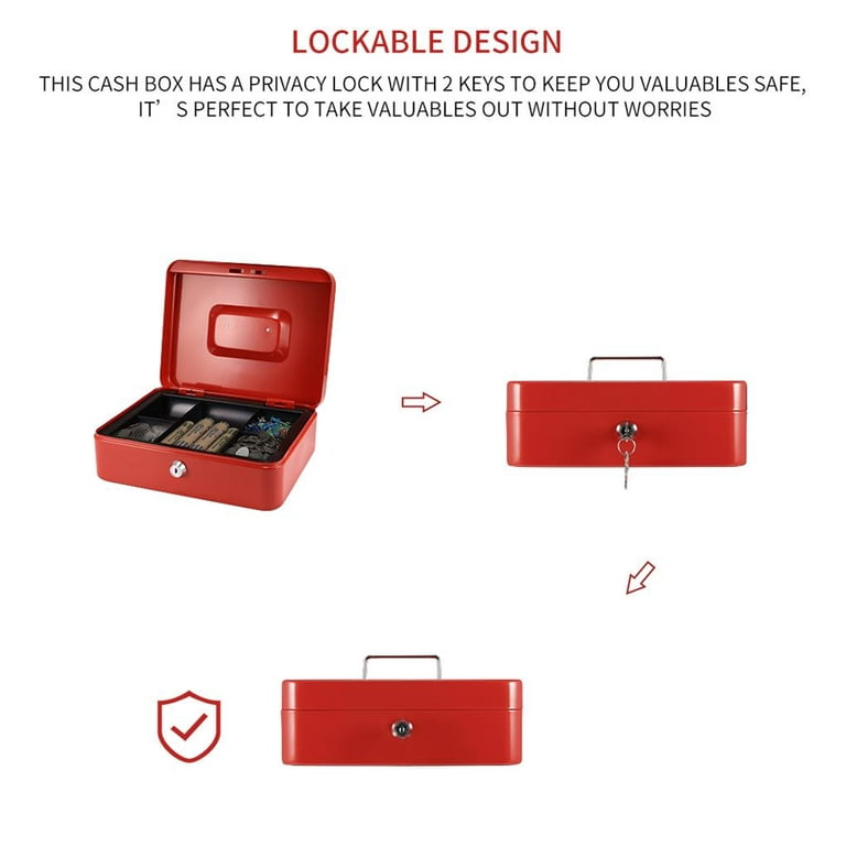 New Cash Box For Petty Cash Metal Security Money Safe Box Key Lock Lockable  Box
