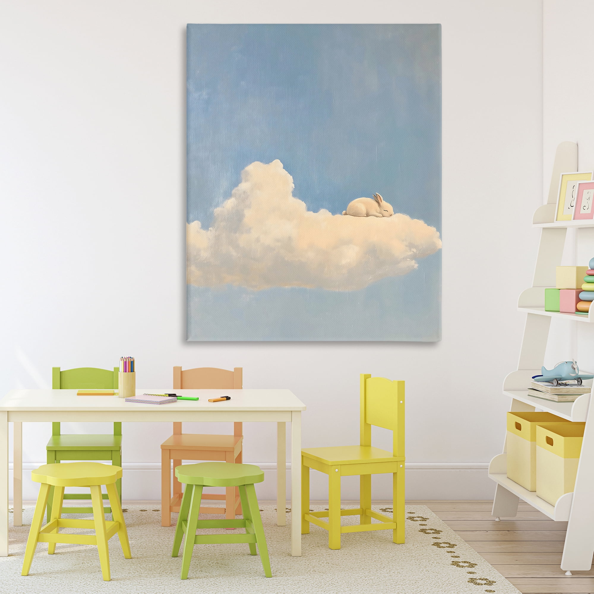 Stupell Industries Sleeping Bunny on Cloud Canvas Wall Art, design by The Prints Vibe