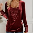 thumbnail image 4 of Hauts Pailletés pour Femmes 2026 Printemps Tendance Y2K Manches Longues Col en V Velours Ample Patchwork T-Shirts Tenue Rave, 4 of 8