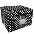 thumbnail image 1 of EREHome polka dot Storage Bag Clear Window Storage Bins Boxes Large Capacity Foldable Stackable Organizer With Steel Metal Frame For Bedding,Clothes,Closets, Bedrooms, 1 of 3